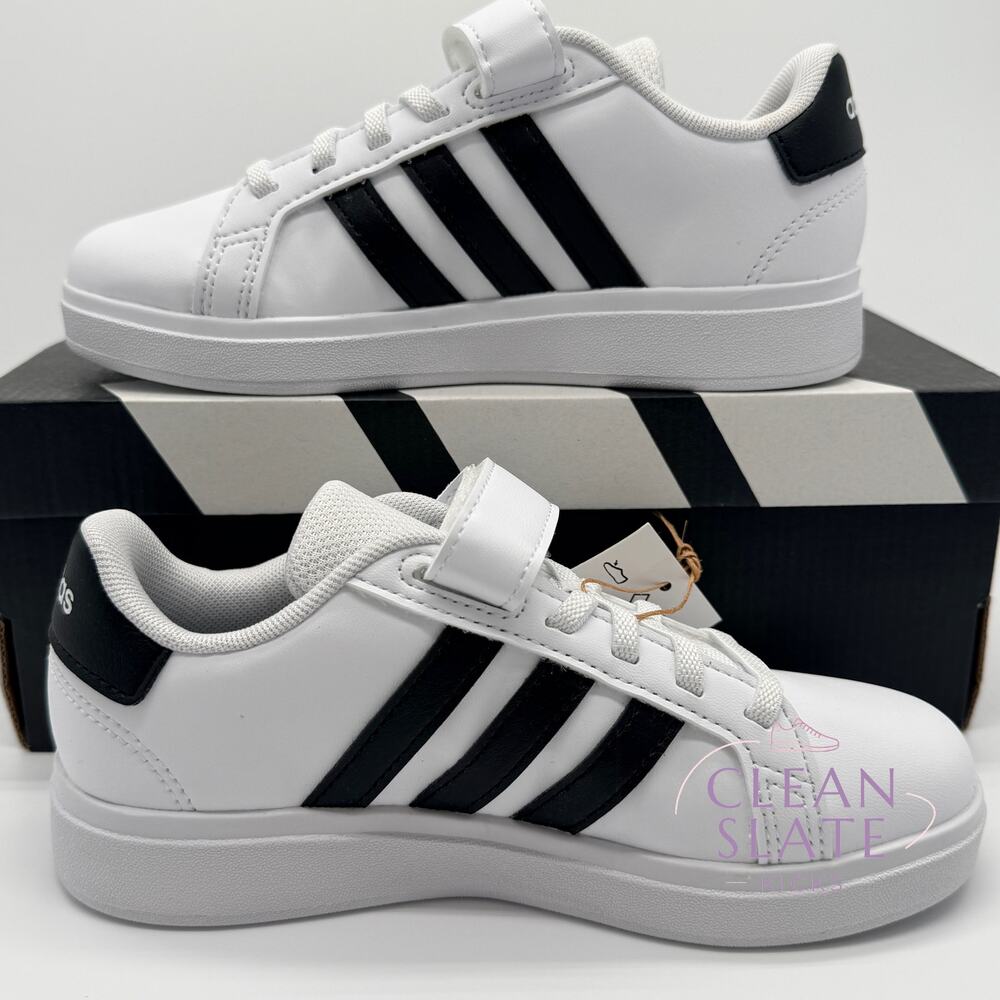 Adidas Grand Court 2.0 EL White/Black Kids 13K NIB/NWT - Picture 2 of 6